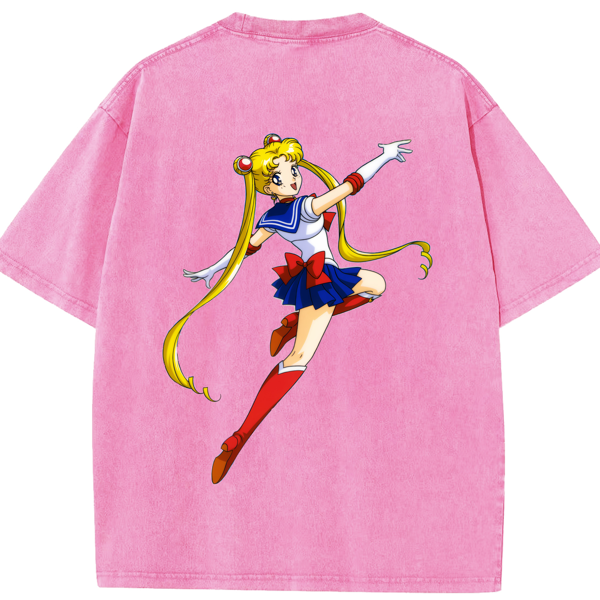 （画像用） 美少女戦士セーラームーン 月野 うさぎ つきの うさぎ Sailor Moon Tsukino Usagi 綿100% ヴィンテージ風 半袖Tシャツ（背面プリント）